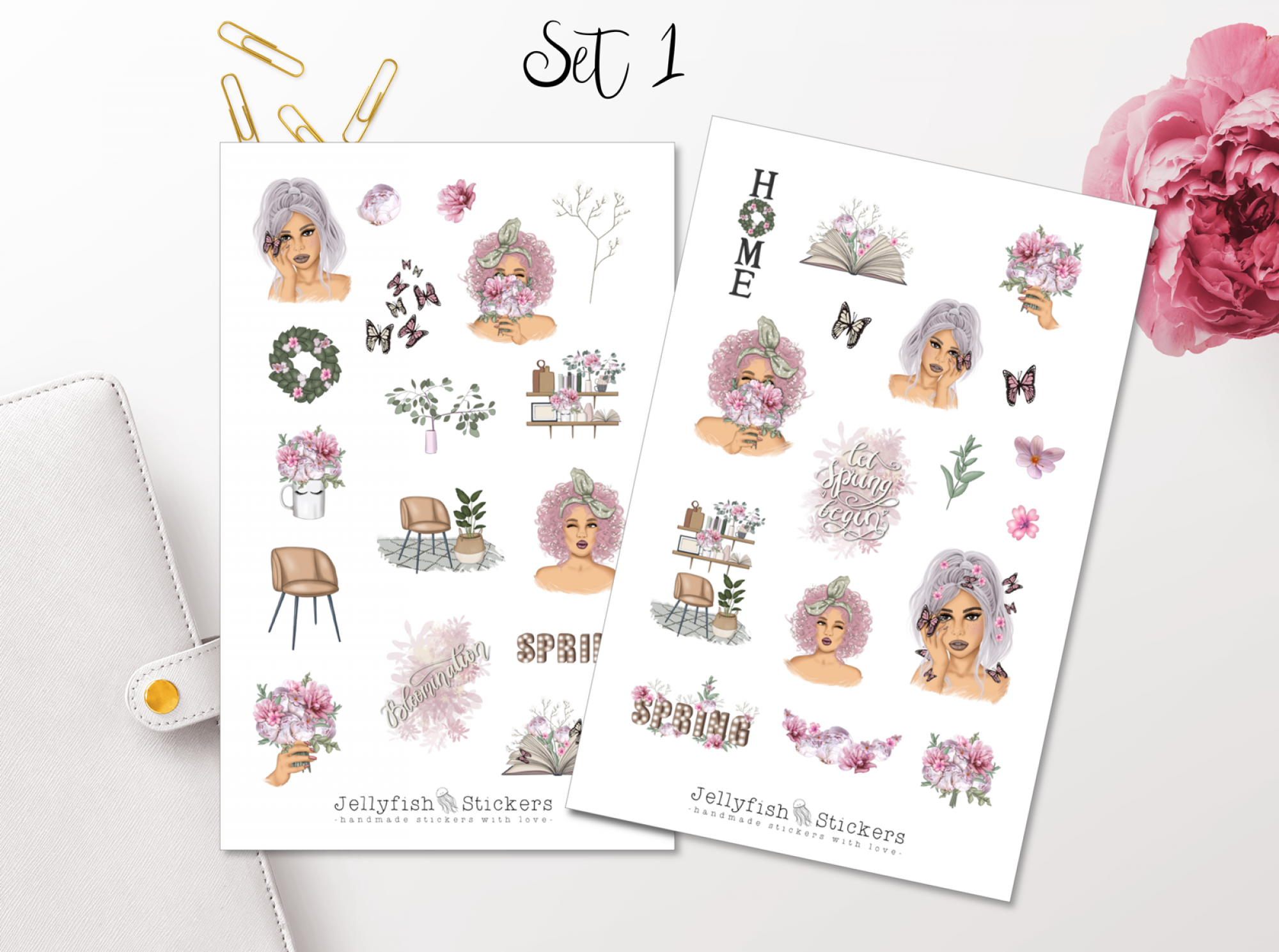 Mädchen Frühling Sticker Set
